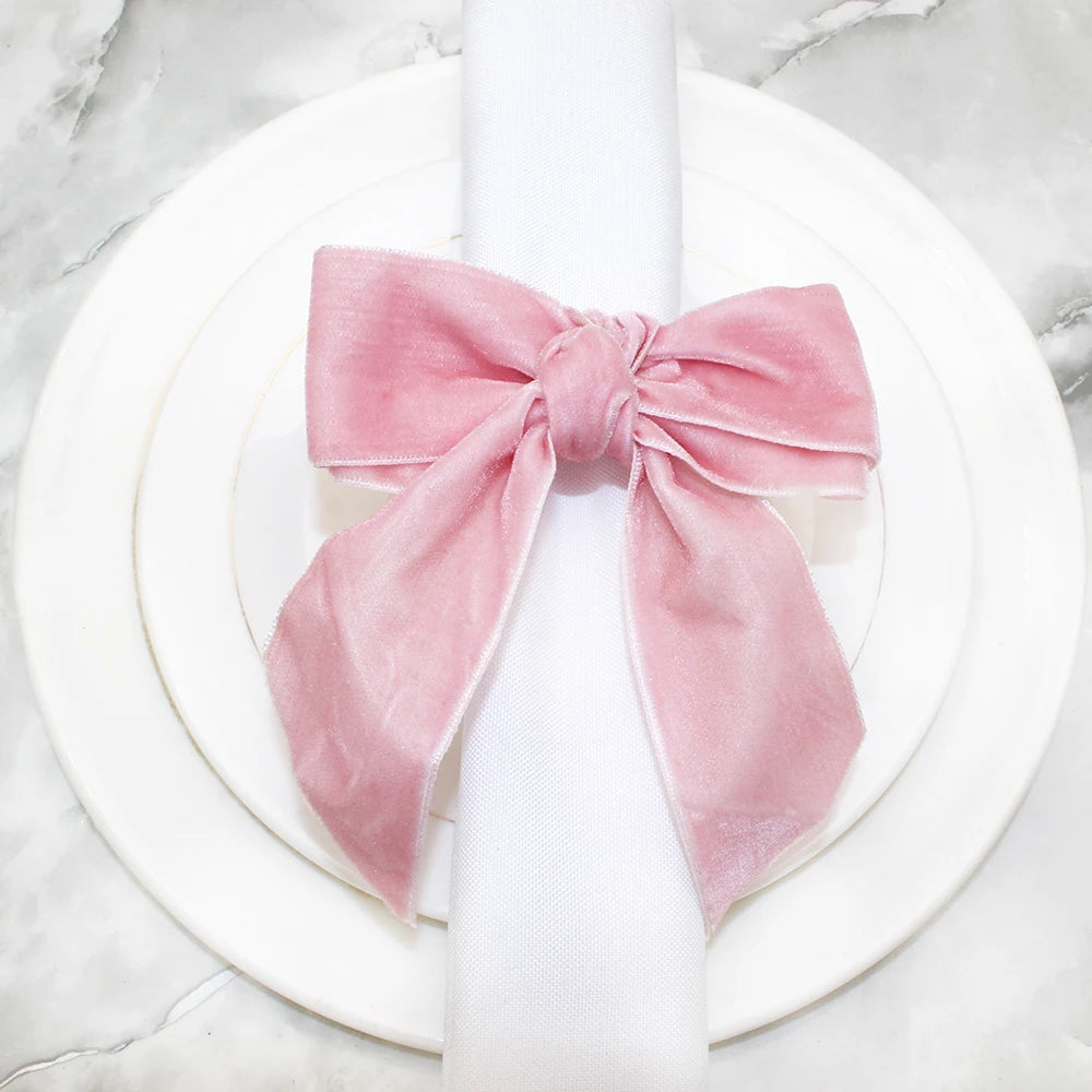 Velvet Bow Tie Napkin Rings – Wedding & Holiday Table Decor Napkin Rings PLUSH