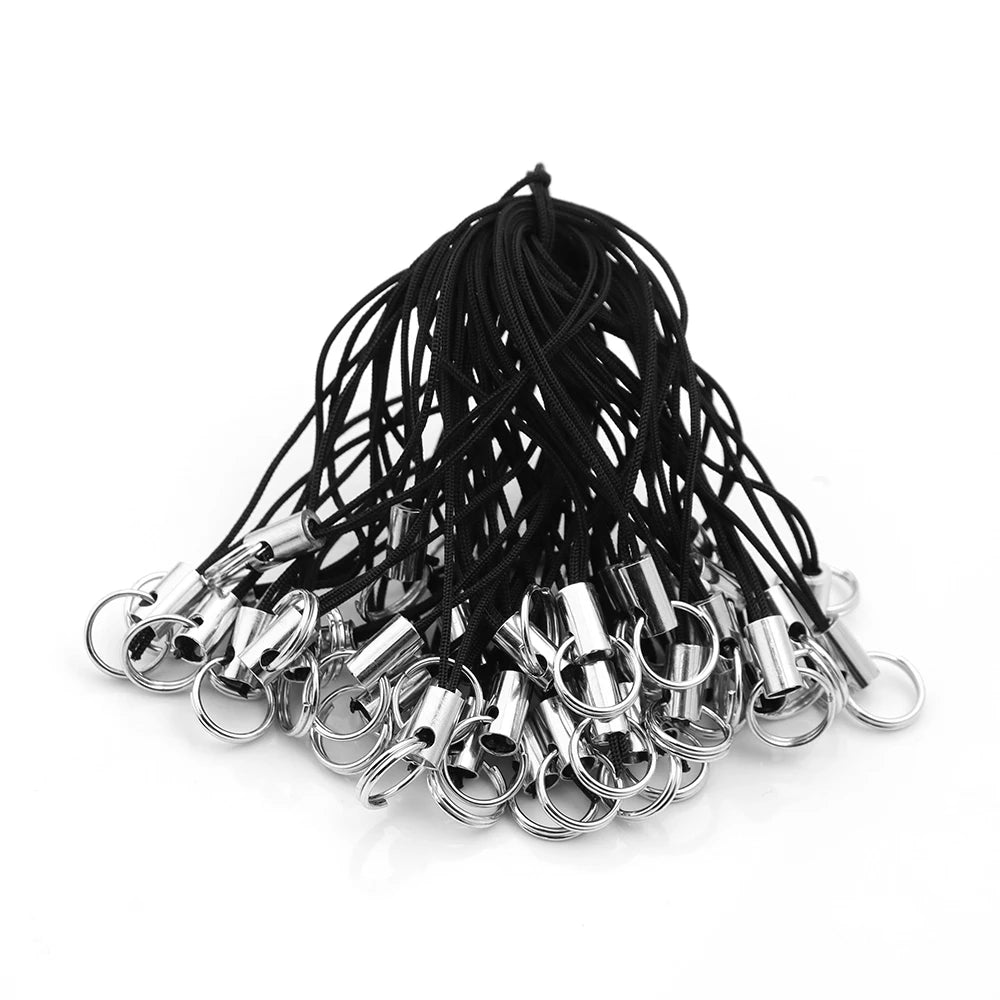 50pcs Phone Lanyard Lariat Strap Cords with Jump Rings DIY Lanyard Strap Cord PLUSH black 01