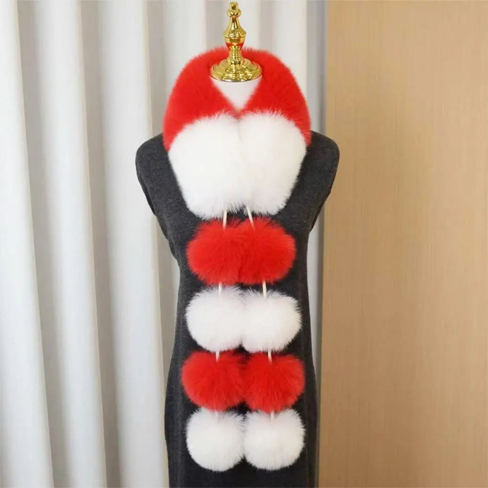 Women's Faux Plush Christmas Scarf with Pom-Pom | Warm & Cozy Faux Plush Scarf PLUSH