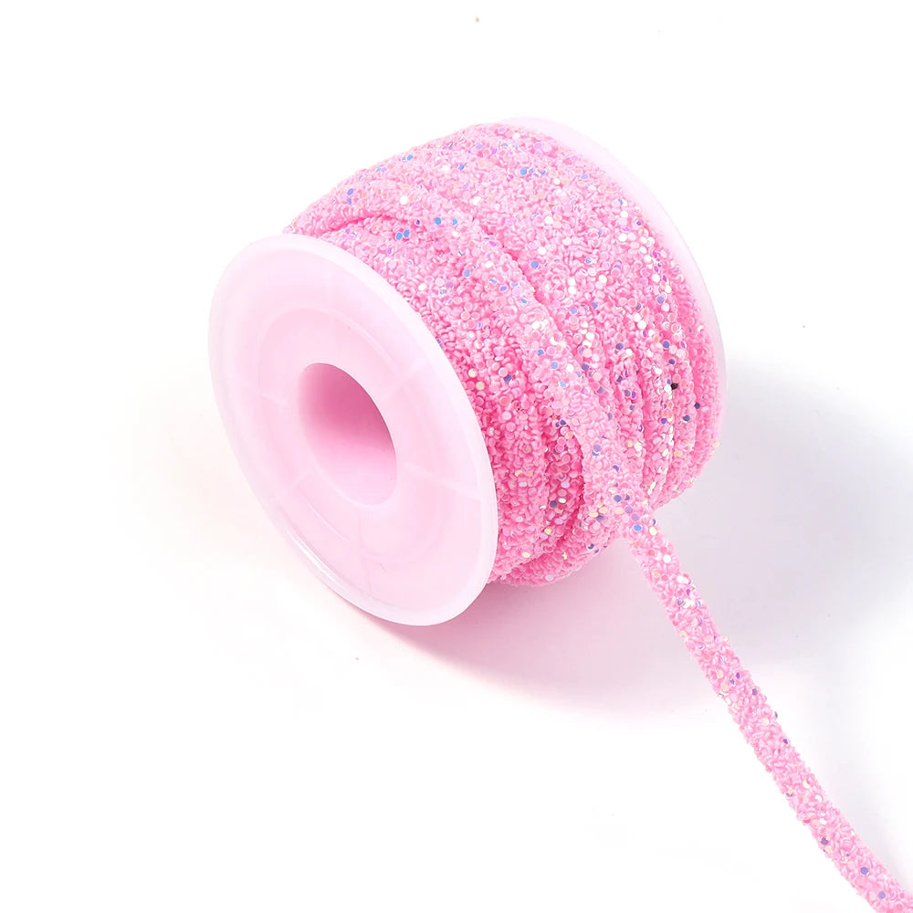 5 Yards 6mm Sequin Rhinestone Cord Chain – DIY Jewelry & Crafts Jewelry Craft Trim PLUSH pink