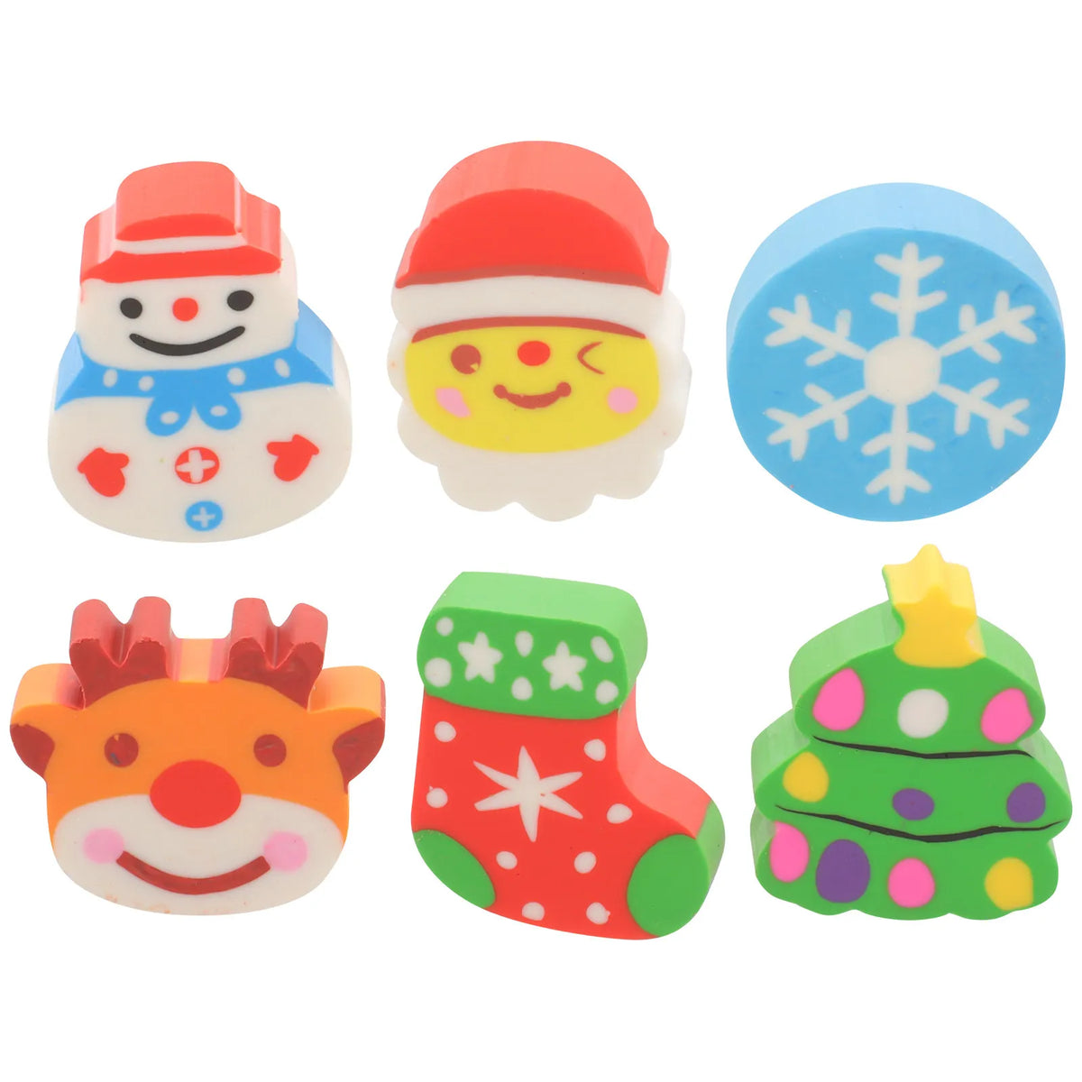 10pcs Christmas Novelty Rubber Erasers – Santa Reindeer Snowman Novelty Erasers Set PLUSH