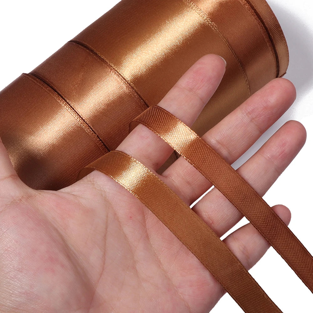 25 Yards Gold Brown Satin Ribbon – Gift Wrapping & DIY Decor Satin Craft Ribbon PLUSH
