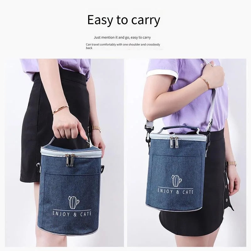 Round Insulated Lunch Bag 19x24cm – Thermal Food Tote Insulated Lunch Bag PLUSH