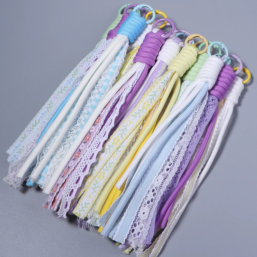 2pcs Braided Nylon Lanyard Keychain Charms – DIY Bag Pendant Keychain Lanyard Charm PLUSH
