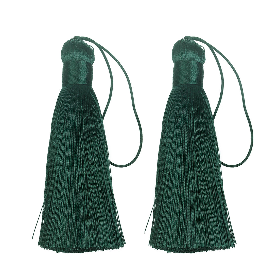 6pcs Colorful Silky Tassel Pendants – DIY Jewelry & Home Decor Tassel Fringe Pendant PLUSH deep green