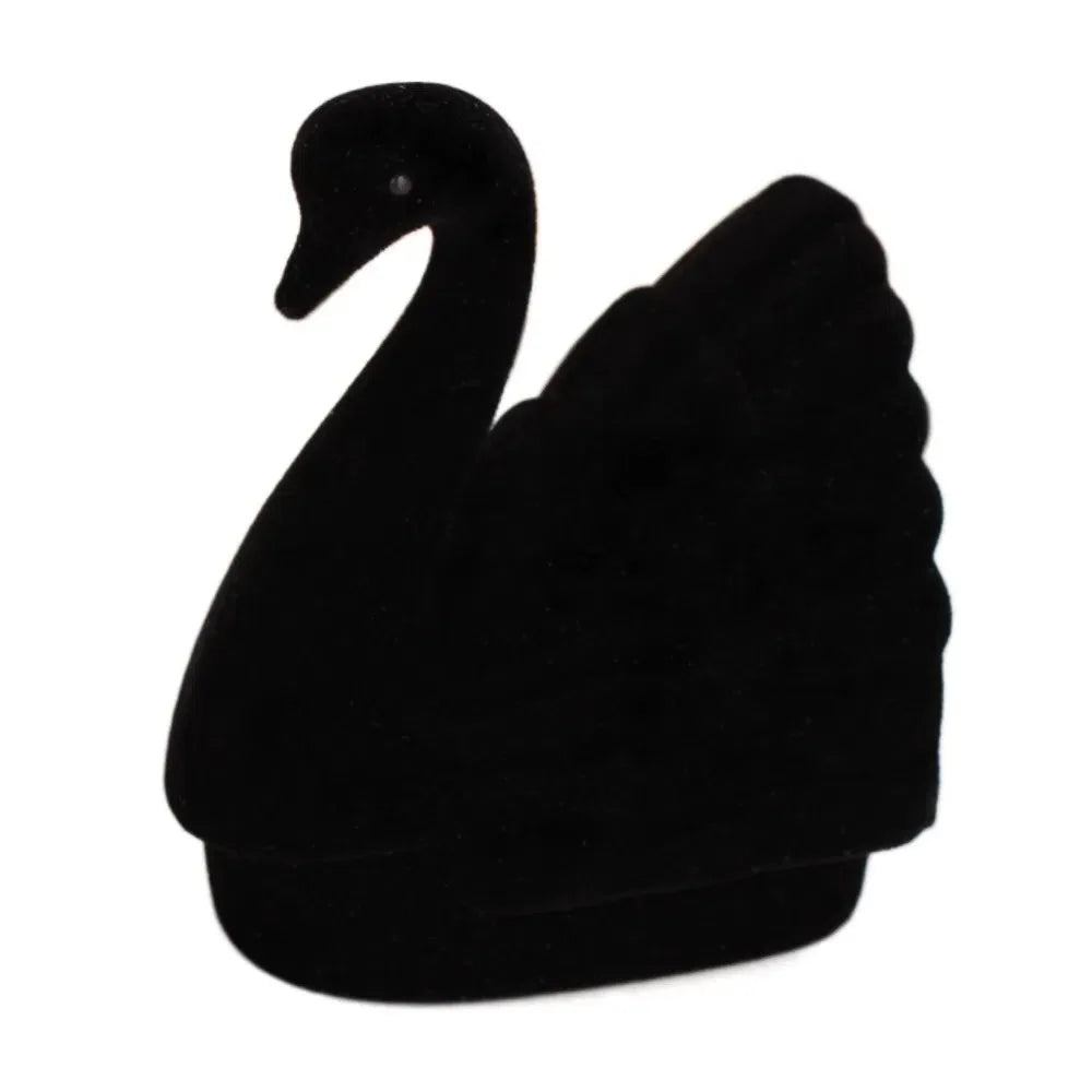 Velvet Jewelry Gift Box – Swan Turtle Mermaid Shapes Jewelry Gift Box PLUSH Black Swan