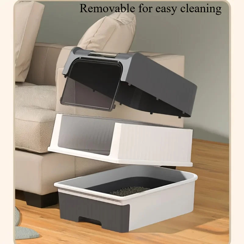 Dual Aisle Cat Litter Box with Drawer & Scoop – Odor Control Cat Litter Box PLUSH