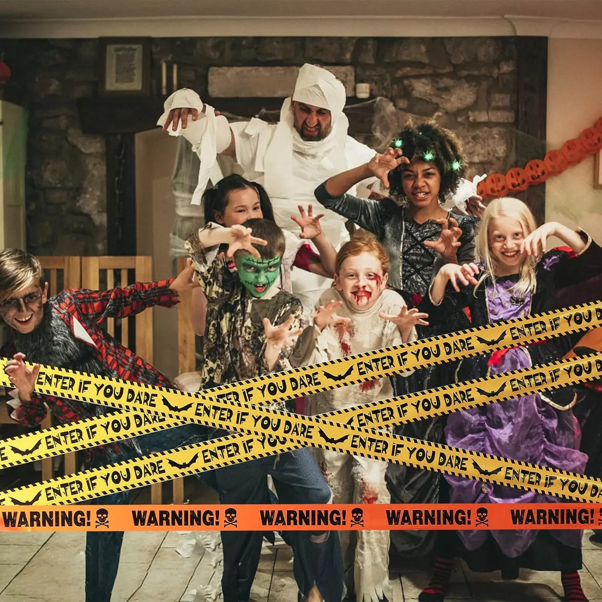 10M Halloween Zombie Caution Warning Tape – Barrier Decoration Halloween Decoration Tape PLUSH