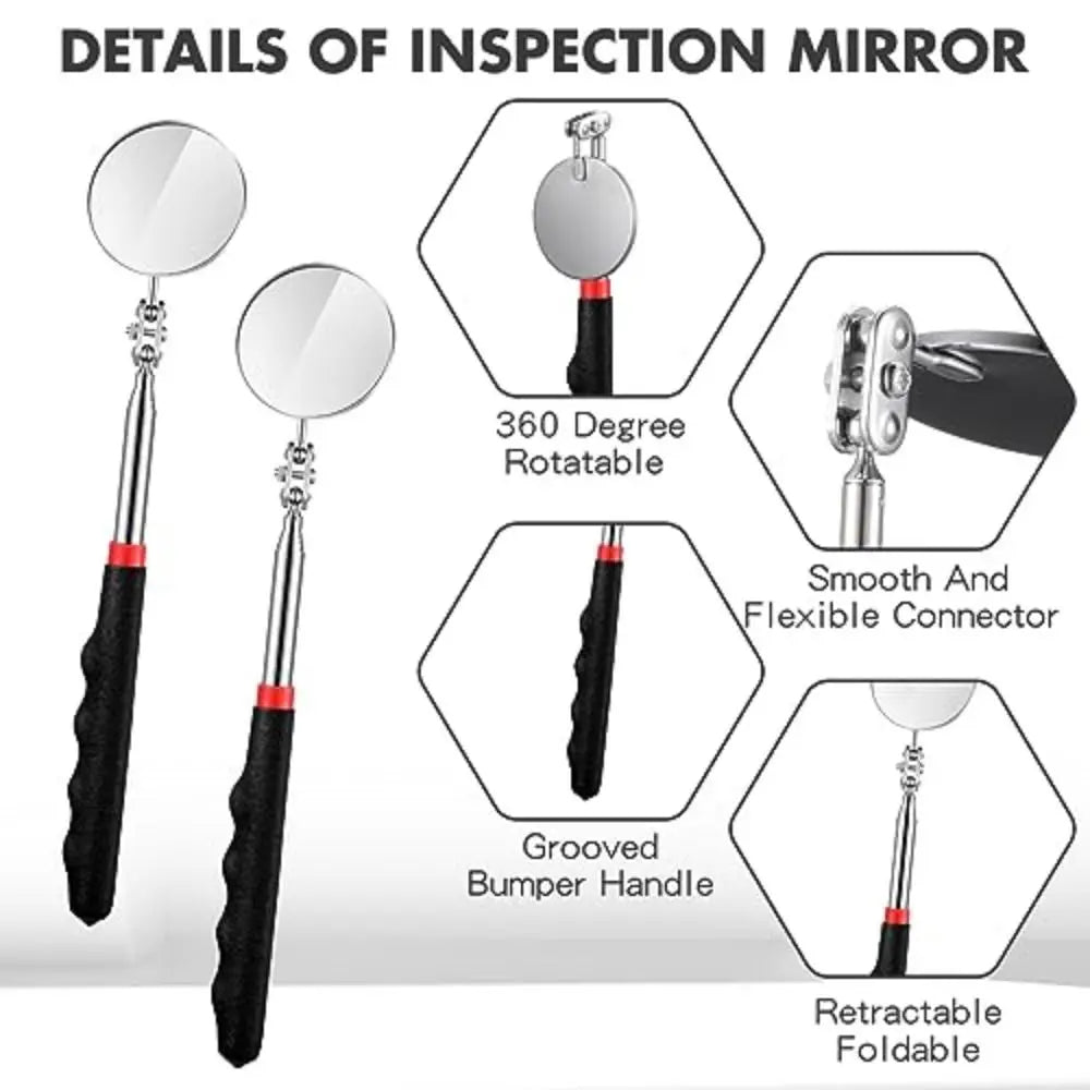 Telescoping Inspection Mirror 360° Swivel Adjustable Handle Inspection Mirror Tool PLUSH