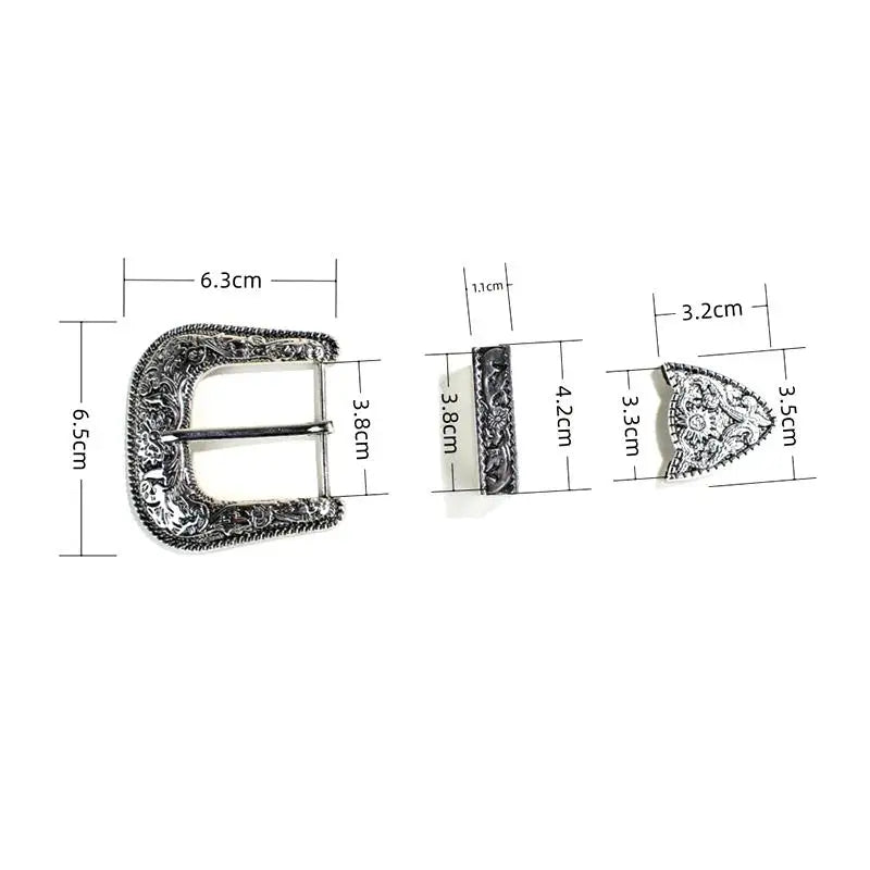 3-Piece Vintage Carved Pin Belt Buckle Set – DIY Leather Belt Belt Buckle Set PLUSH