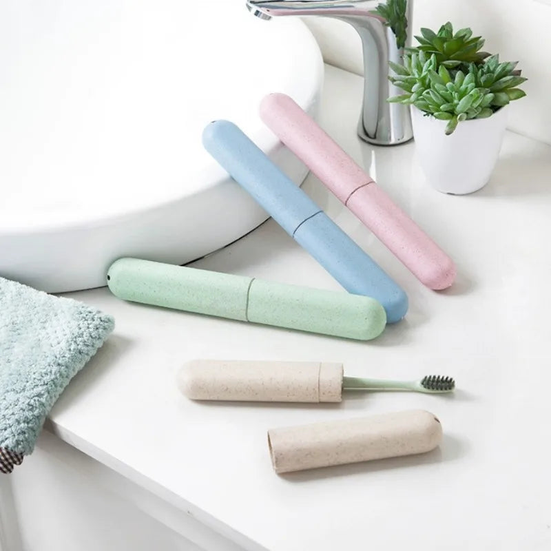 Wheat Straw Portable Toothbrush Case | Travel Protective Cover Toothbrush Travel Case PLUSH