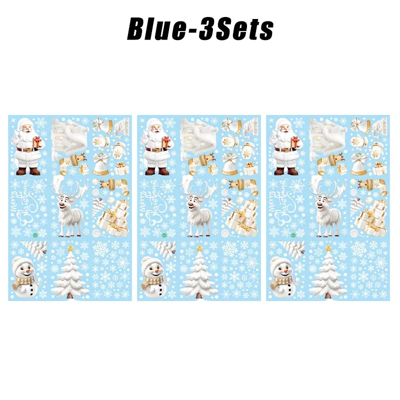 Reusable Christmas Window Clings – Santa Xmas Decals Window Clings Decals PLUSH Blue 3PCS 30x20x0.2cm