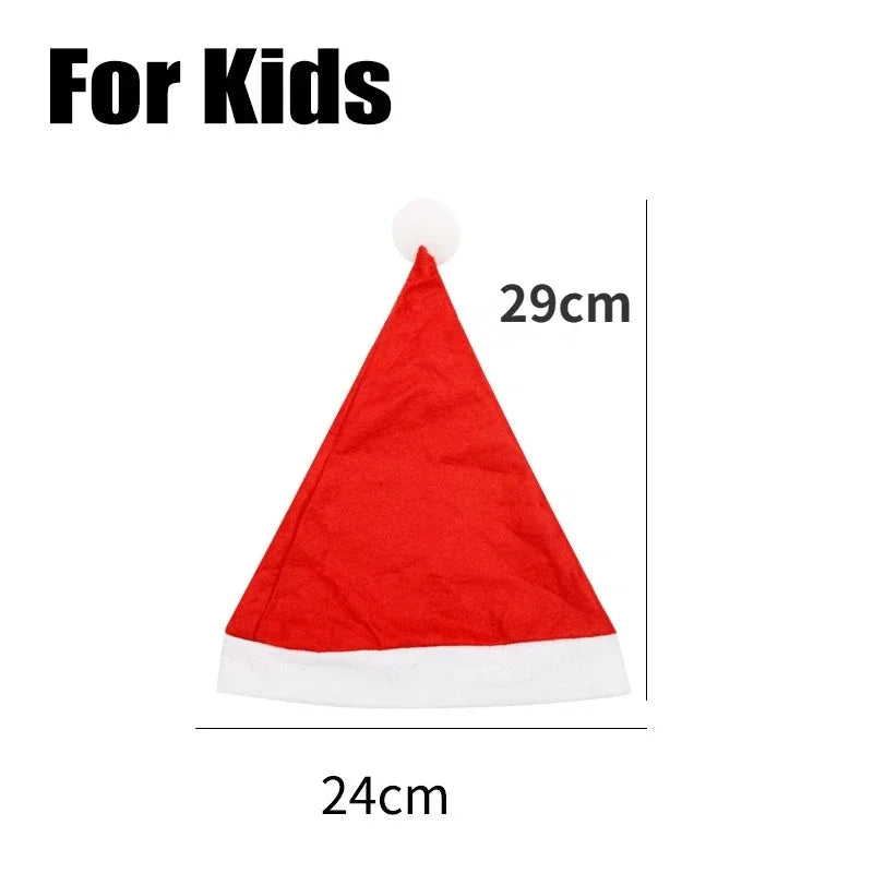 Santa Claus Christmas Hats Adults & Kids – Non-Woven Cap Christmas Party Hat PLUSH as show Children 1pcs