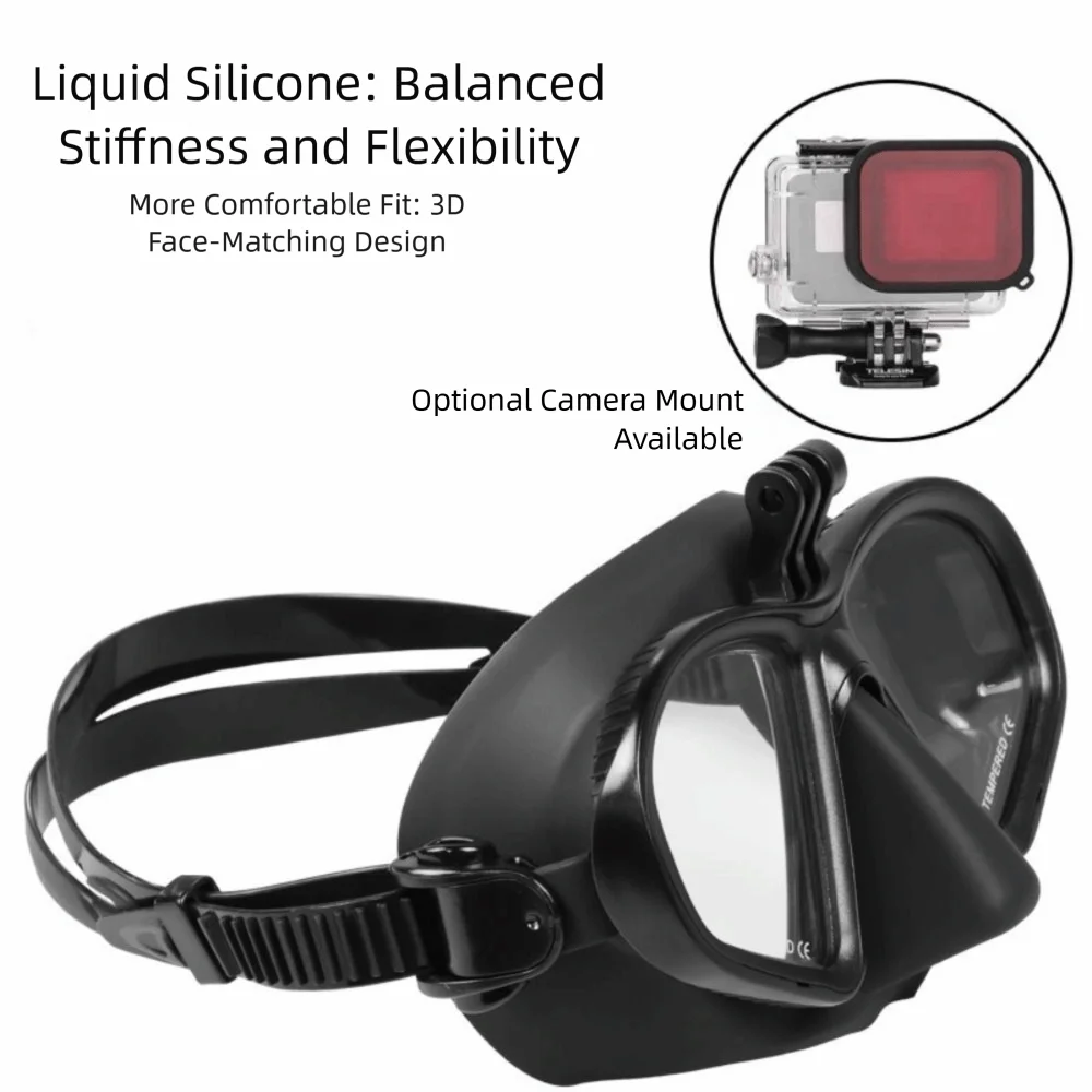 Tempered Glass Freediving Mask & Snorkel Set – Low Volume Freediving Mask Set PLUSH