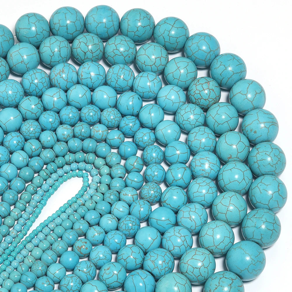 Blue Howlite Turquoise Stone Round Spacer Beads – DIY Jewelry Stone Spacer Beads PLUSH