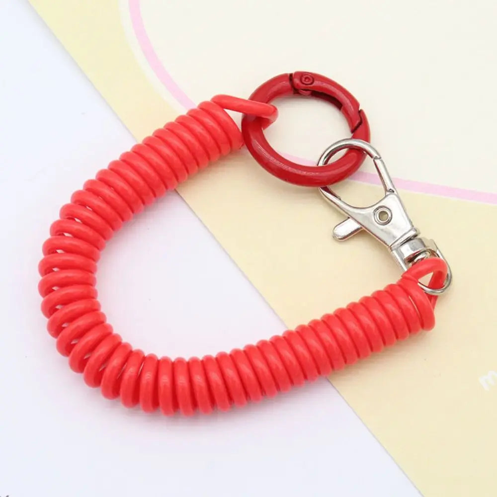 Spiral Spring Coil Key Chain – Metal Lobster Clasp Spring Coil Key Chain PLUSH red