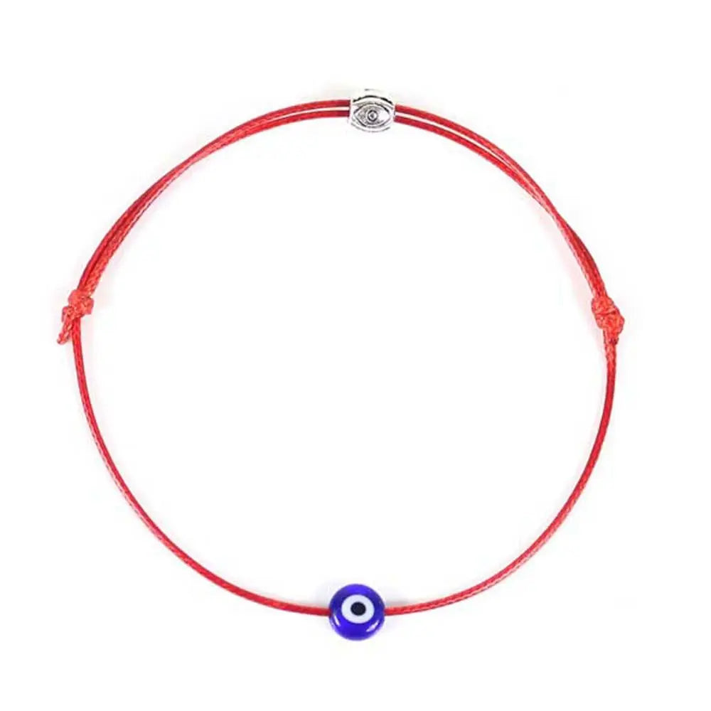 Handmade Evil Eye Rope Bracelet – Adjustable Braided String Charm Bracelet PLUSH red