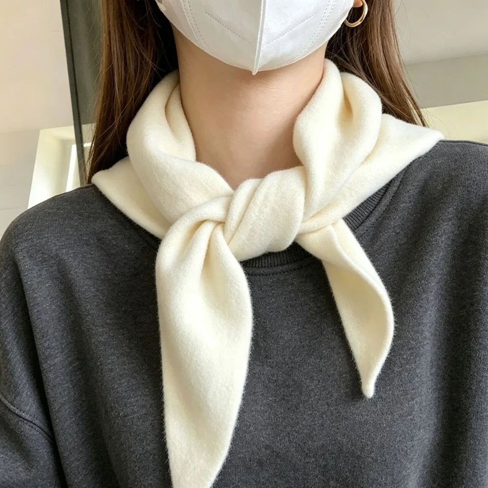 Women's Knitted Triangle Scarf False Collar Warm Shawl Knitted Scarf Shawl PLUSH Beige