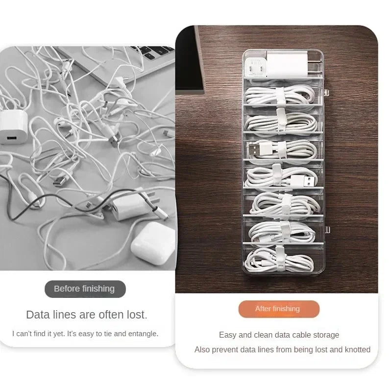 Transparent Plastic Cable Storage Box – Divided Grid Organizer Cable Storage Organizer PLUSH