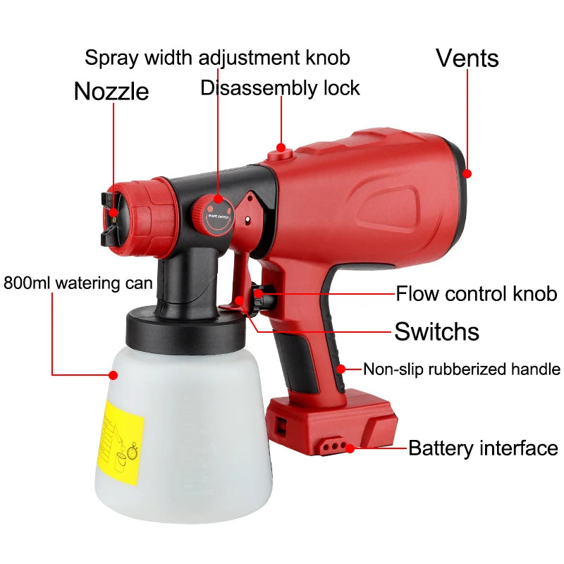 ZUIDID 800ml Cordless Paint Sprayer – Milwaukee 18V Battery Cordless Paint Sprayer PLUSH