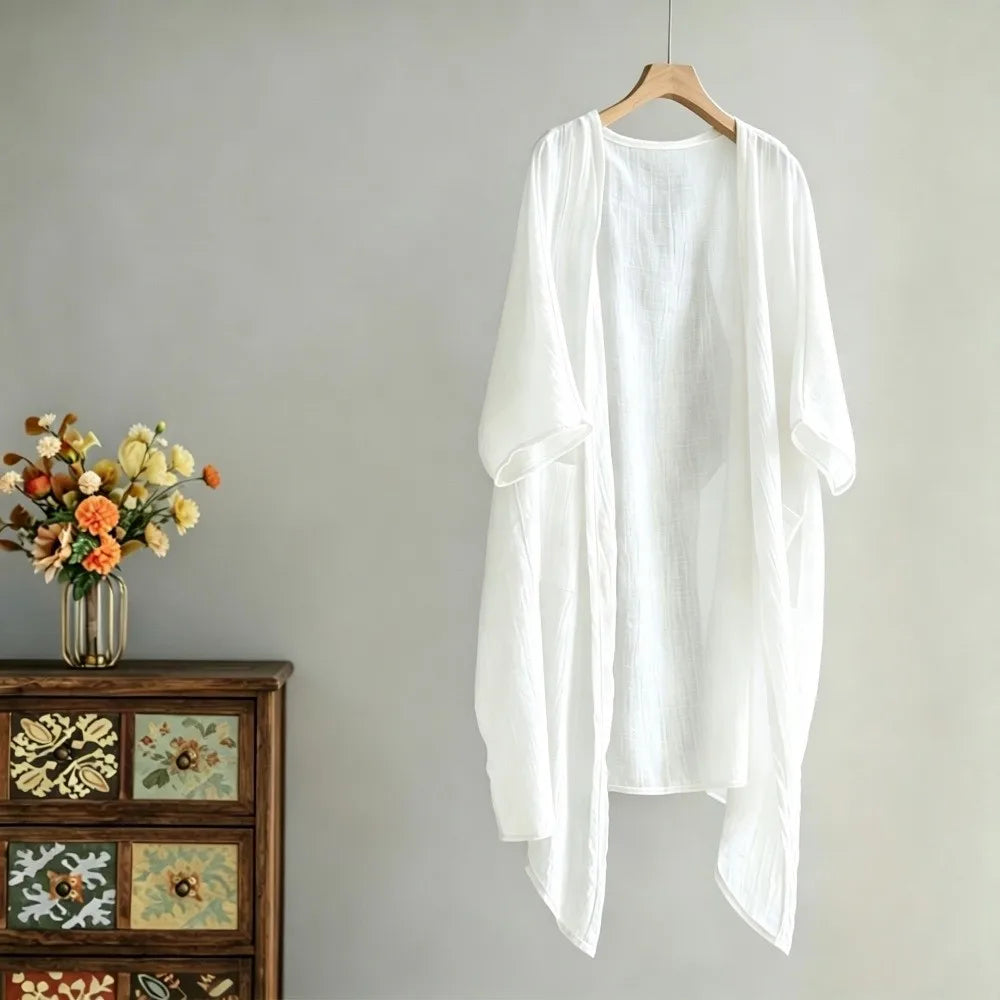 Women's Loose Linen Cardigan – Lightweight Summer Cover-Up Women's Cardigan PLUSH