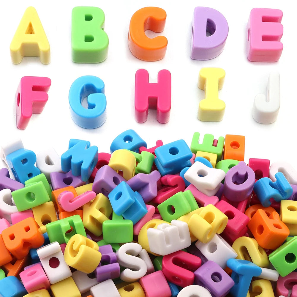 10pcs Multicolor Acrylic Alphabet Letter Beads for DIY Jewelry Alphabet Craft Beads PLUSH
