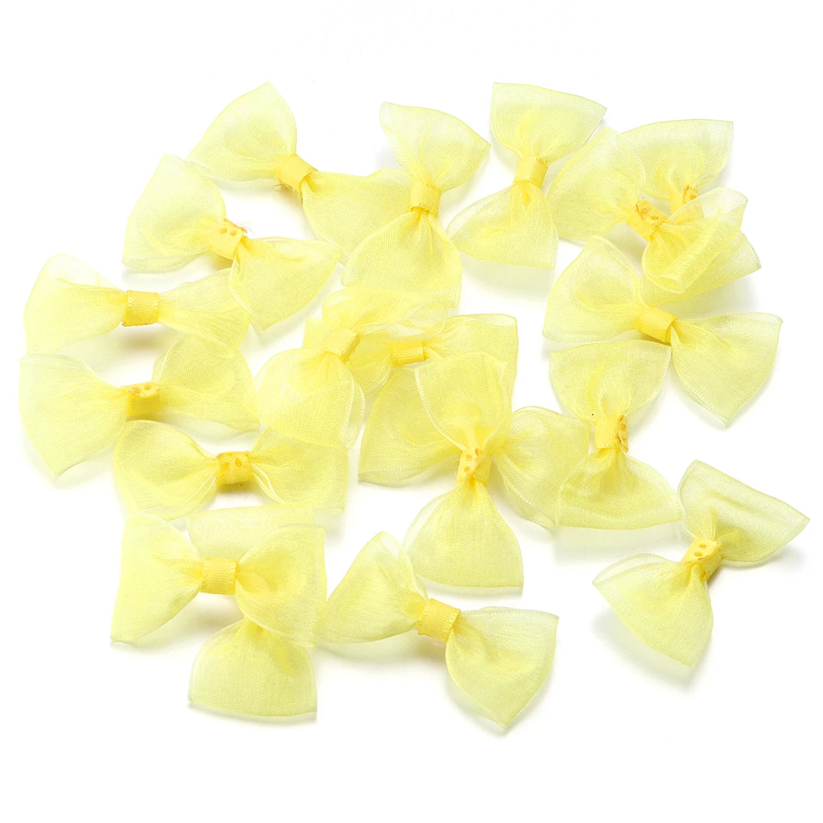 20pcs Satin Ribbon Bows 2.5x5cm Multicolor – Craft & Gift Decor Ribbon Bows PLUSH Yellow 2.5cmx5cm