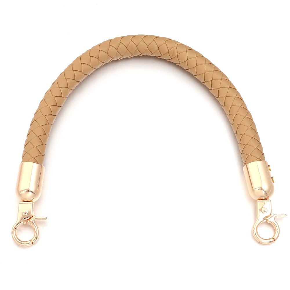 PU Leather Braided Bag Shoulder Strap with Lobster Clasp 30/60cm Bag Replacement Strap PLUSH khaki 30cm