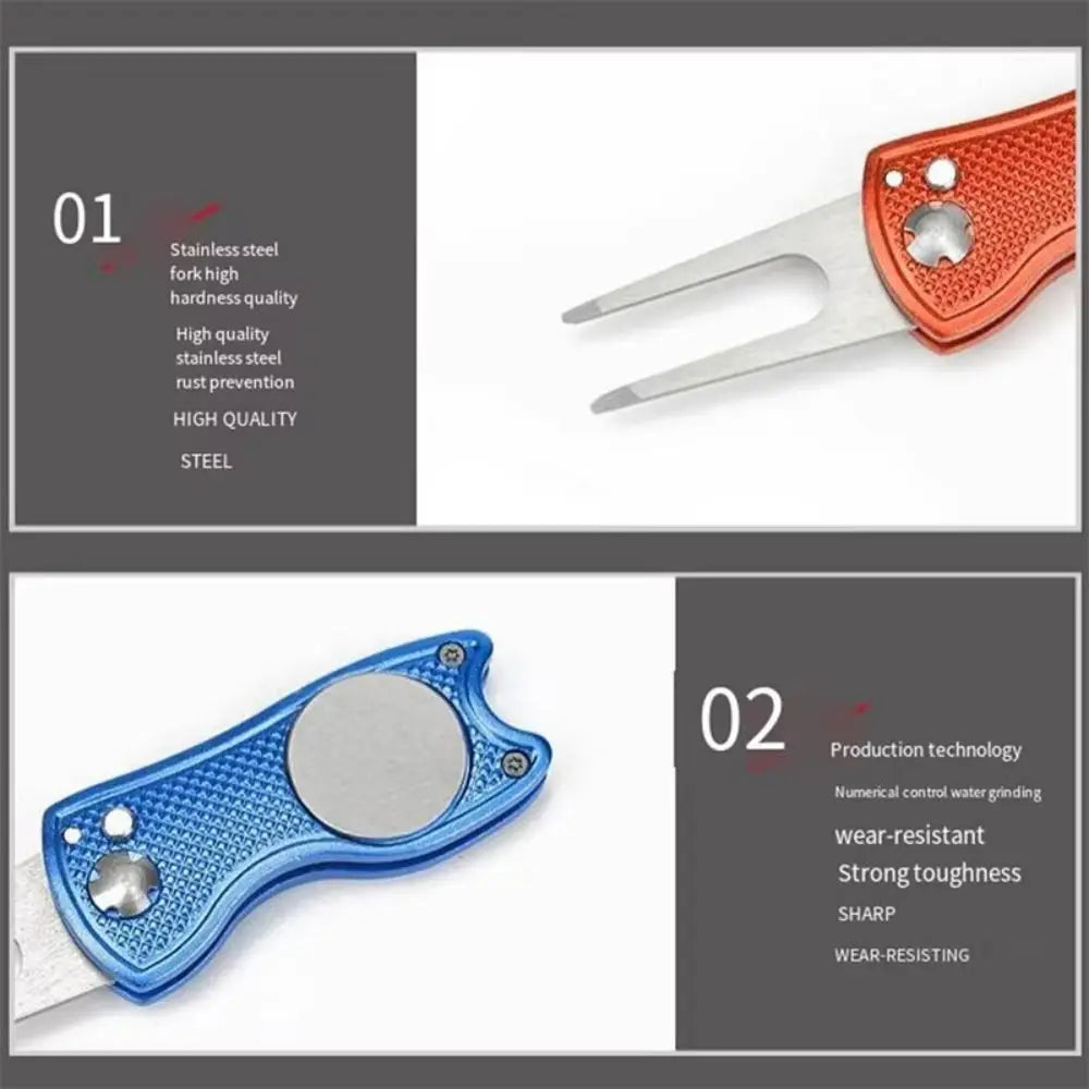 Foldable Golf Divot Repair Tool with Magnetic Ball Marker Golf Divot Tool PLUSH