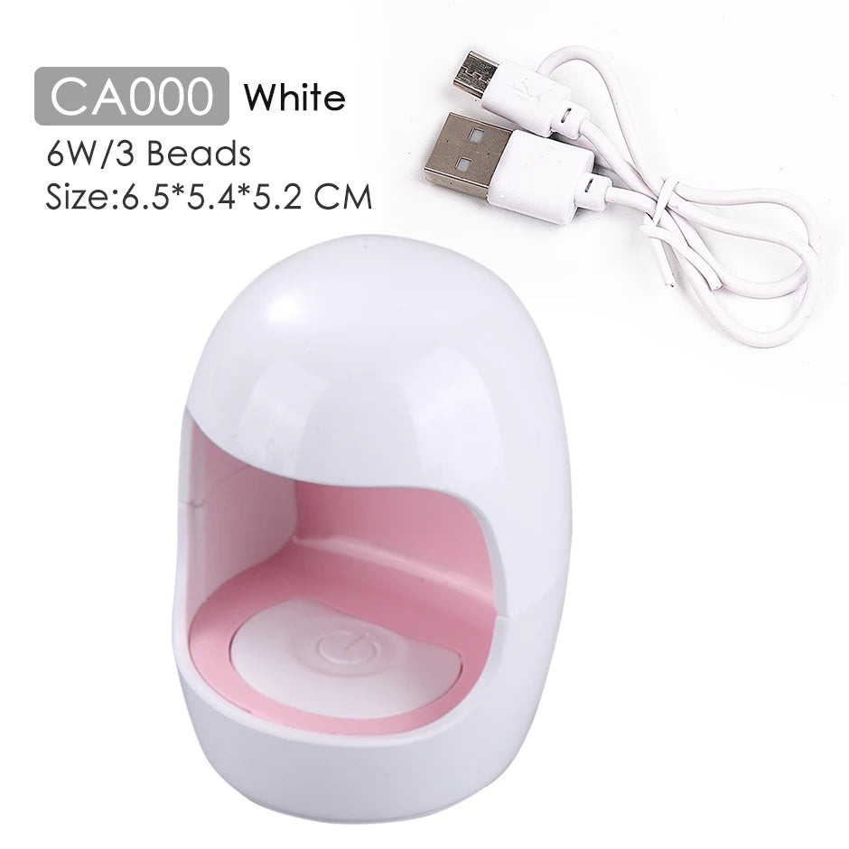 Mini UV LED Nail Lamp – Portable Single Finger Gel Polish Dryer UV LED Nail Dryer PLUSH CA000 White