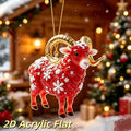 Acrylic Chinese Zodiac Goat Hanging Ornament Red Gold Holiday Hanging Ornament PLUSH A1