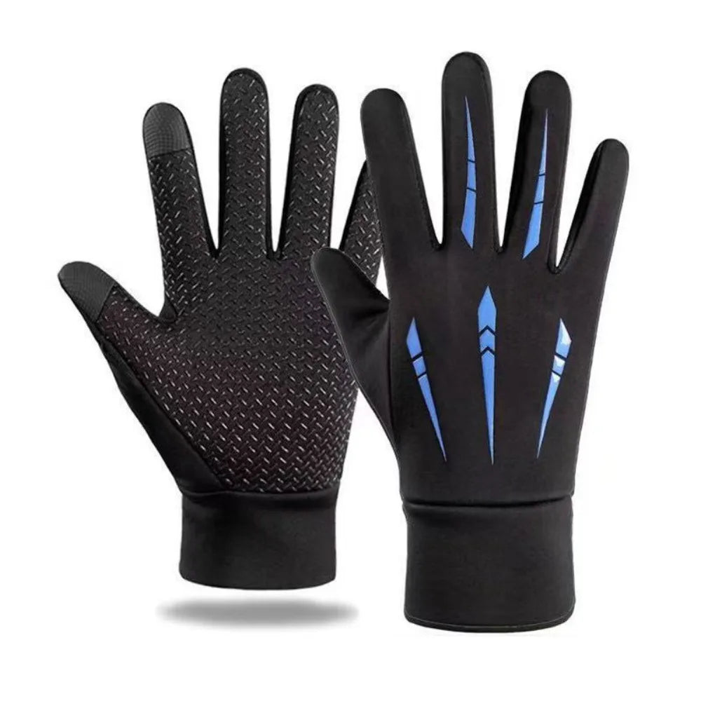Winter Cycling Gloves – Waterproof Thermal Full Finger Cycling Gloves PLUSH Blue Full Finger