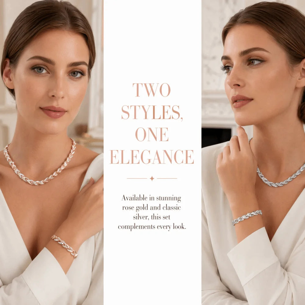 Zinc Alloy Fish Tail Necklace & Bracelet Set – Gold & Silver Jewelry Set PLUSH