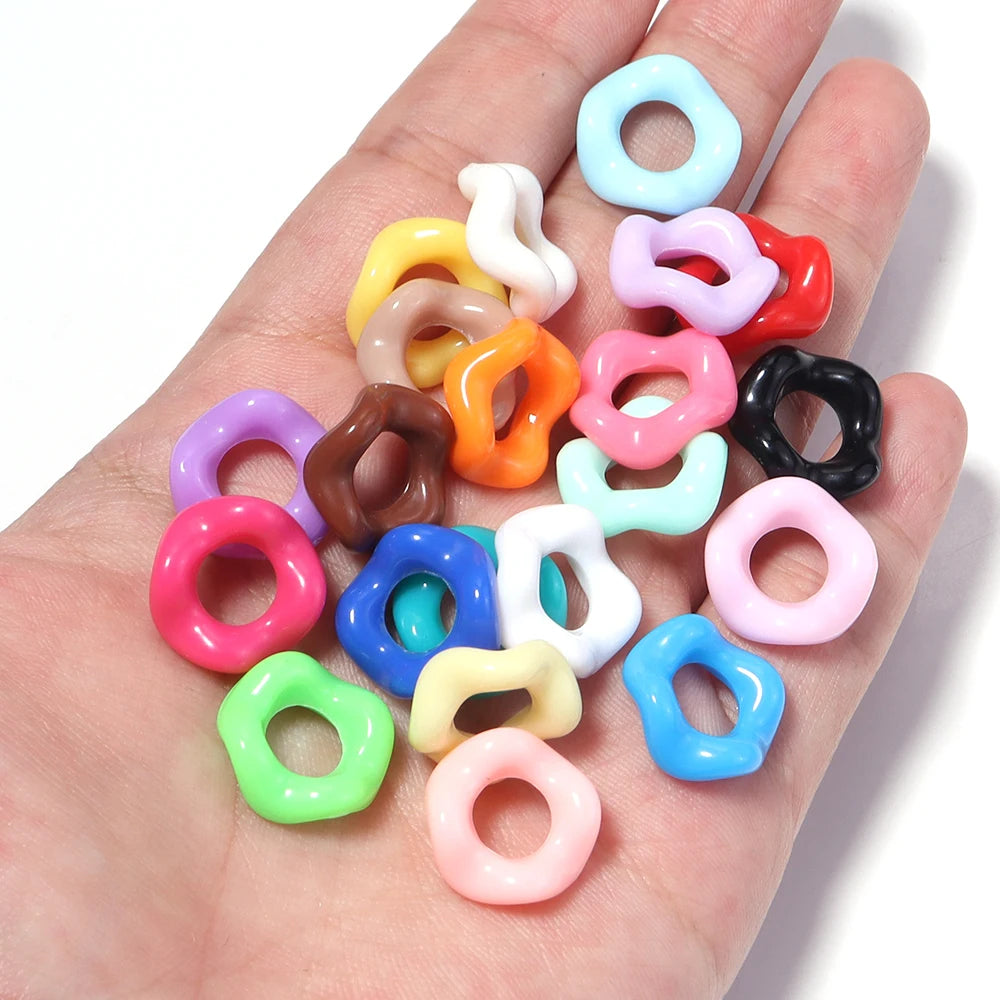 100pcs Colorful Doughnut Acrylic Wavy Spacer Beads | DIY Jewelry Acrylic Spacer Beads PLUSH