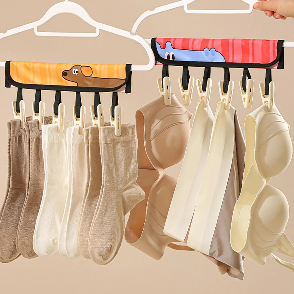 Portable Foldable Travel Clothes Hanger – 6 Clip Dryer Travel Clothes Hanger PLUSH