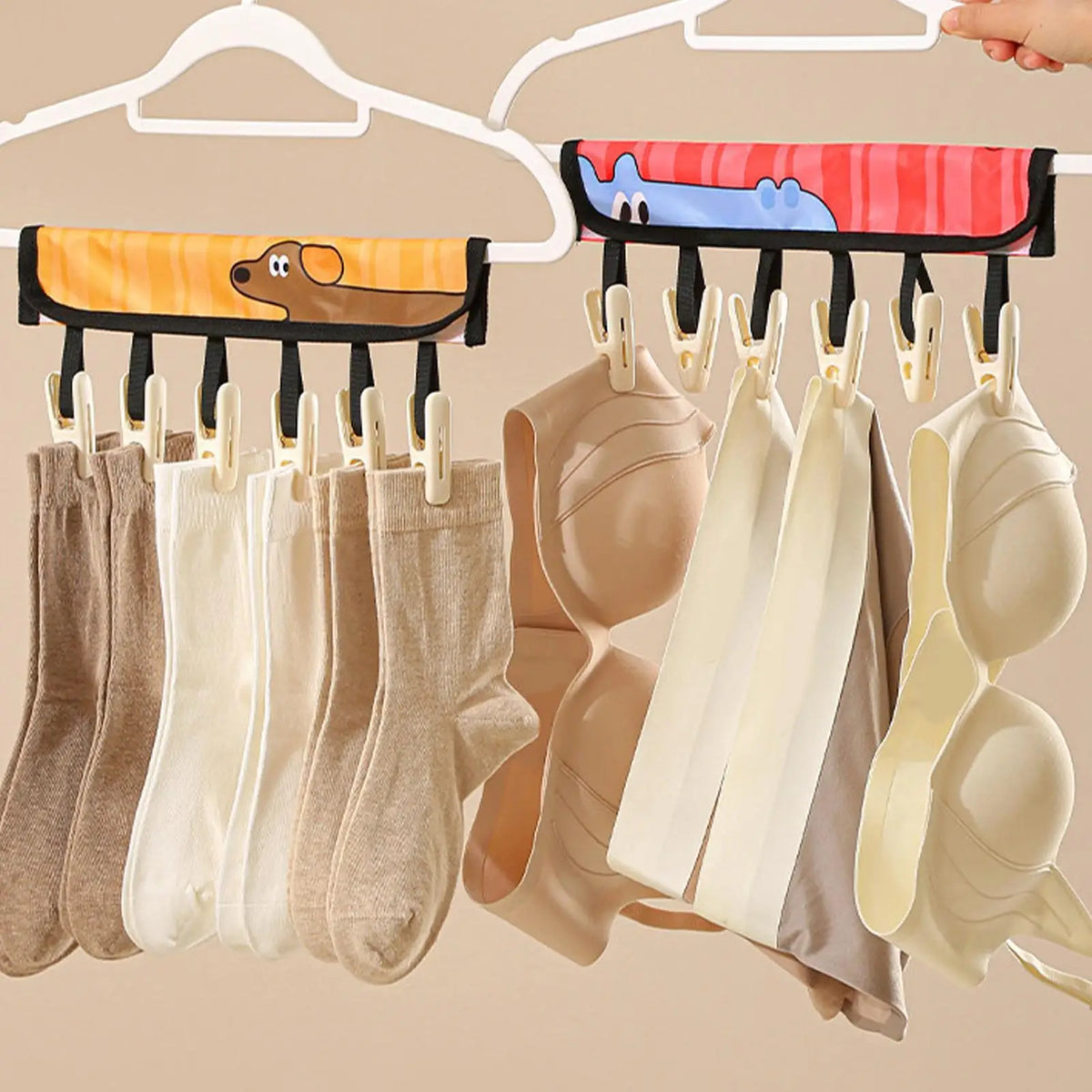 Portable Foldable Travel Clothes Hanger – 6 Clip Dryer Travel Clothes Hanger PLUSH