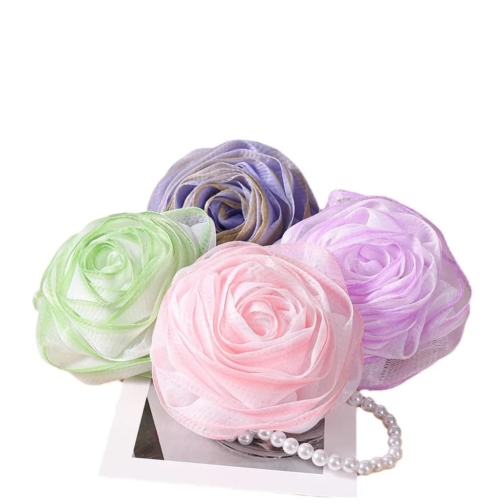 Pearl Rose Exfoliating Bath Sponge – Foaming Mesh Scrubber Bath Mesh Scrubber PLUSH