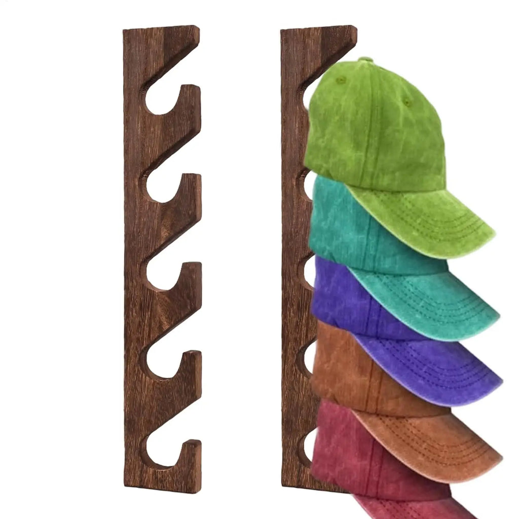 Wall Mounted Wooden Hat Rack – Baseball Cap Organizer 2-Pack Wall Hat Rack PLUSH