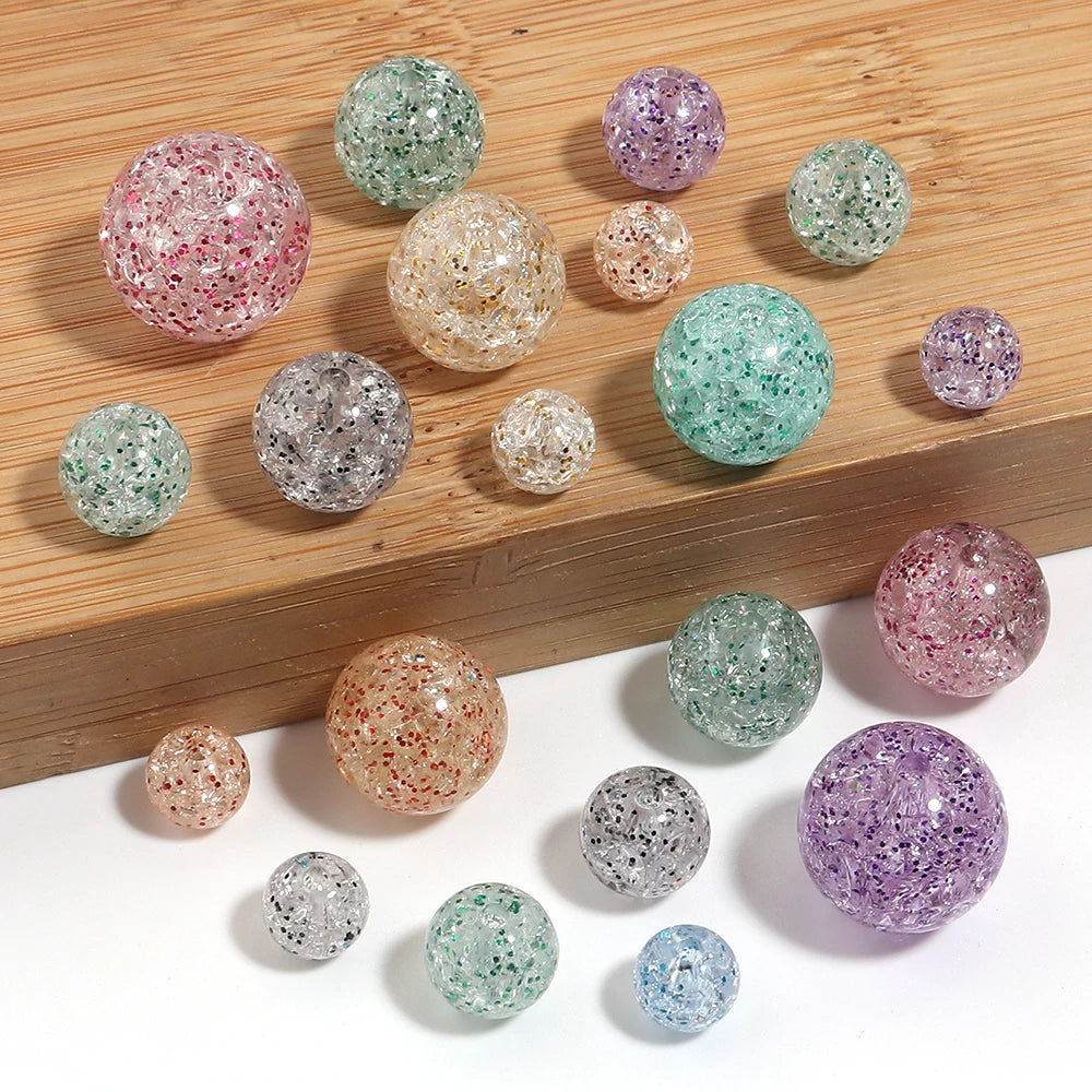 Crackle Glitter Round Acrylic Spacer Beads – Multicolor DIY Acrylic Spacer Beads PLUSH