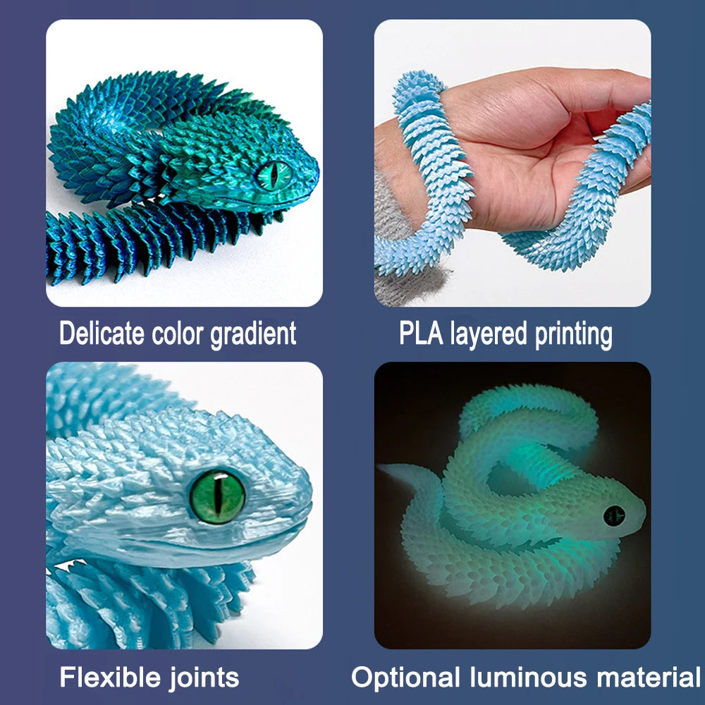3D Printed Articulated Snake Ornament Toy 30/40cm Articulated Figure Toy PLUSH