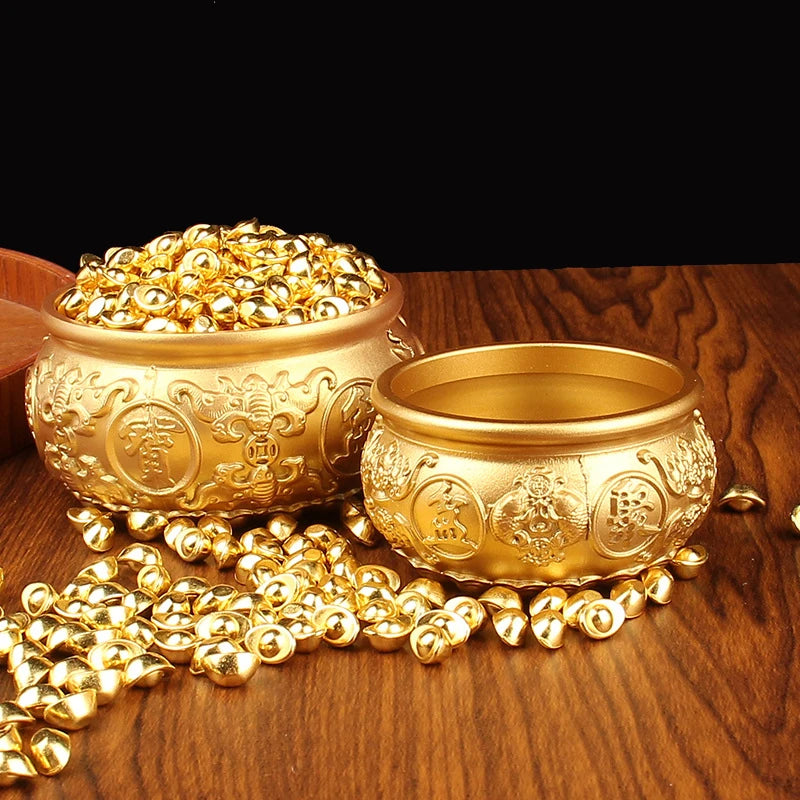 Brass Cornucopia Treasure Bowl Ornament – Good Luck Home Decor Desktop Home Ornament PLUSH