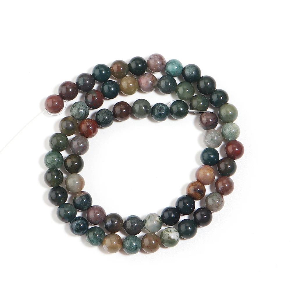 Indian Agate Round Natural Stone Spacer Beads 4–12mm DIY Natural Stone Beads PLUSH 6mm