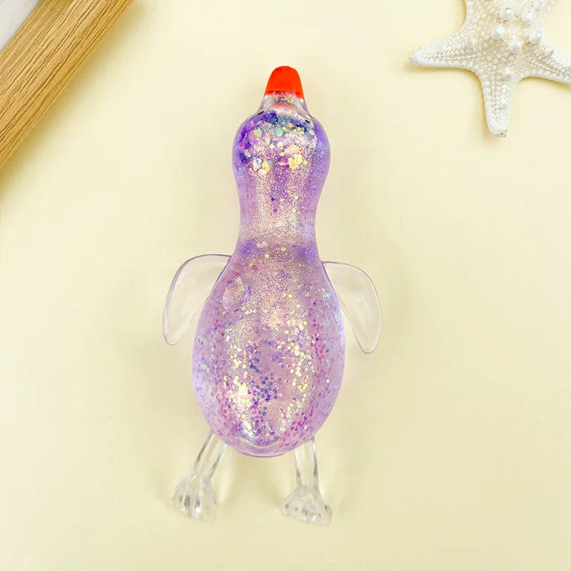 Glitter Duck Squishy Toy – Fun Fidget Goose for Kids & Adults Squishy Fidget Toy PLUSH Purple