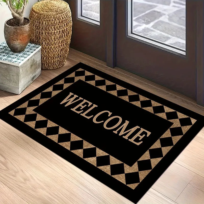 Non-Slip Welcome Doormat | Machine Washable Polyester Rug Entryway Doormat PLUSH