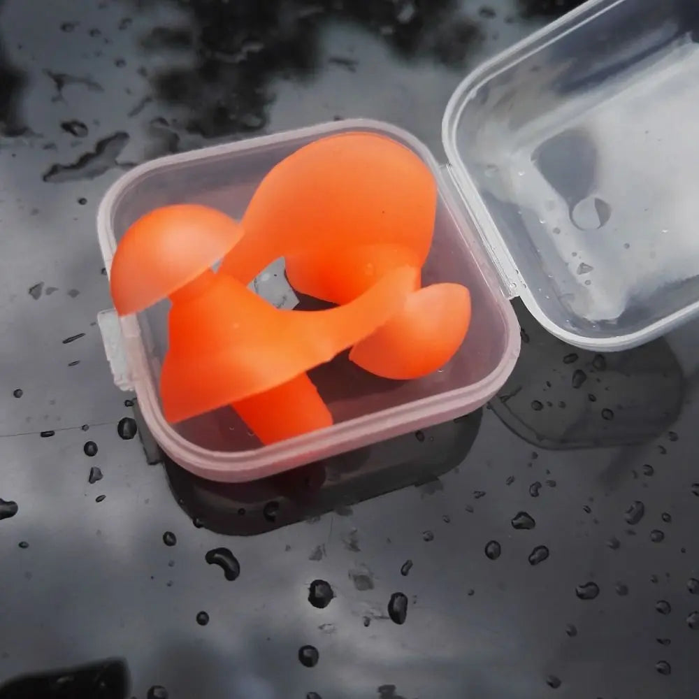 Silicone Waterproof Swim Earplugs for Sleep & Water Sports Swim Earplugs PLUSH orange-with case
