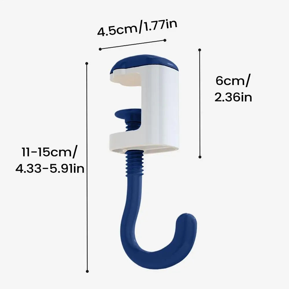 Portable Clamp-On Table Hook – Purse & Bag Hanger Organizer Table Bag Hook PLUSH Blue 1PC