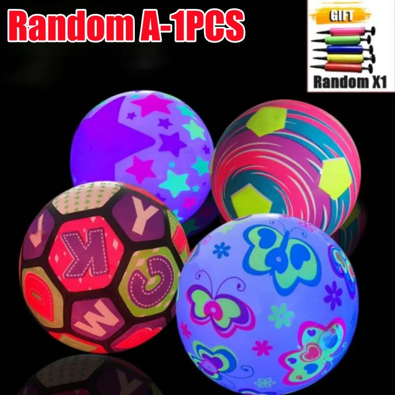20cm LED Glow-in-the-Dark Inflatable Football – Kids Light-Up Ball LED Inflatable Ball PLUSH Random A-1PCS