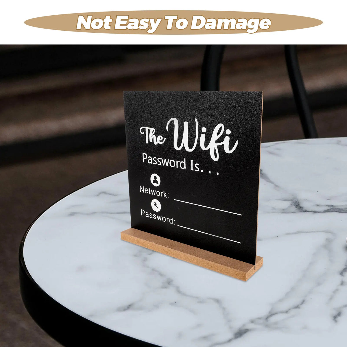 Solid Wood WiFi Password Sign – Erasable Tabletop Plaque Decorative Wood Sign PLUSH