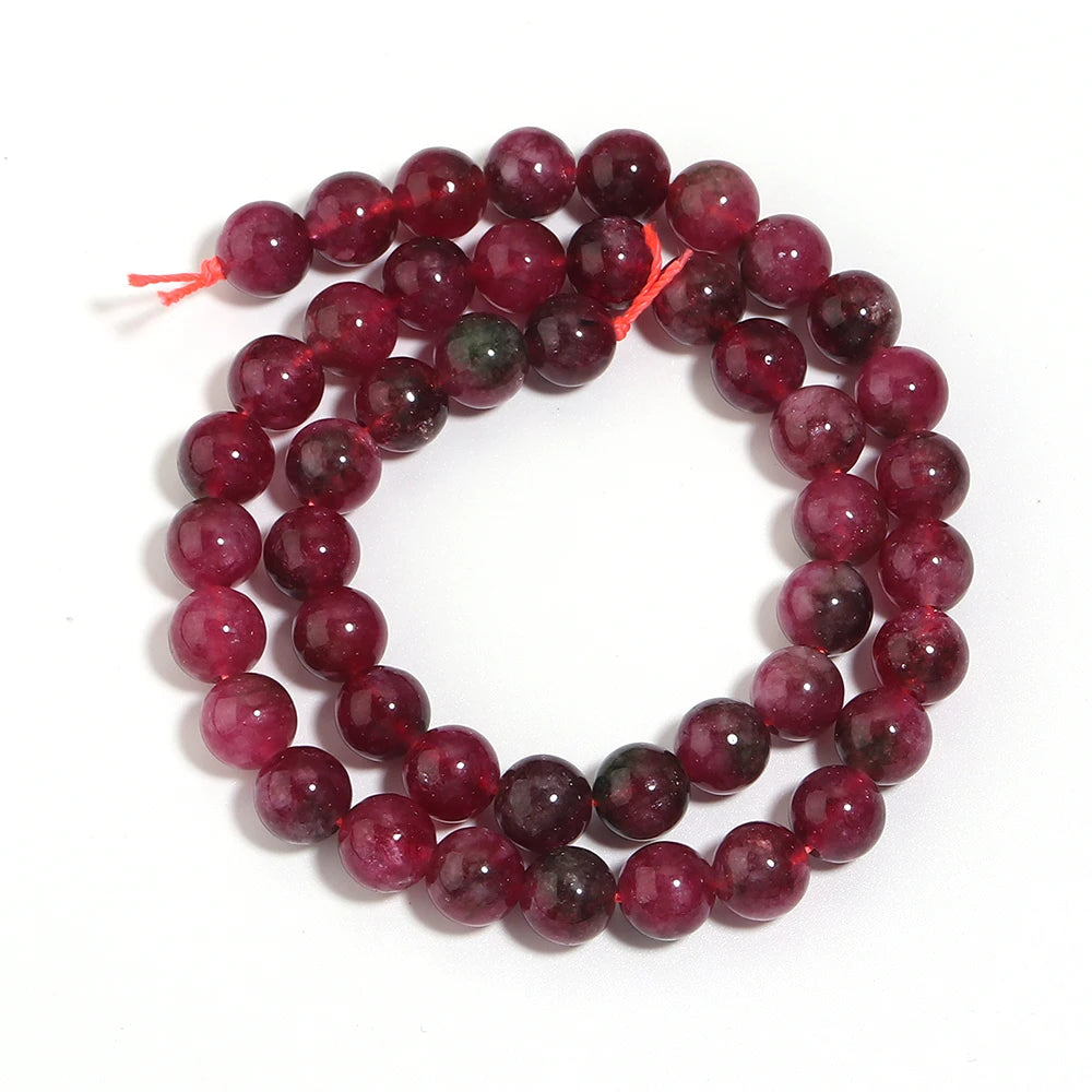 Watermelon Tourmaline Round Stone Beads 6–12mm | DIY Jewelry Natural Stone Beads PLUSH 8mm