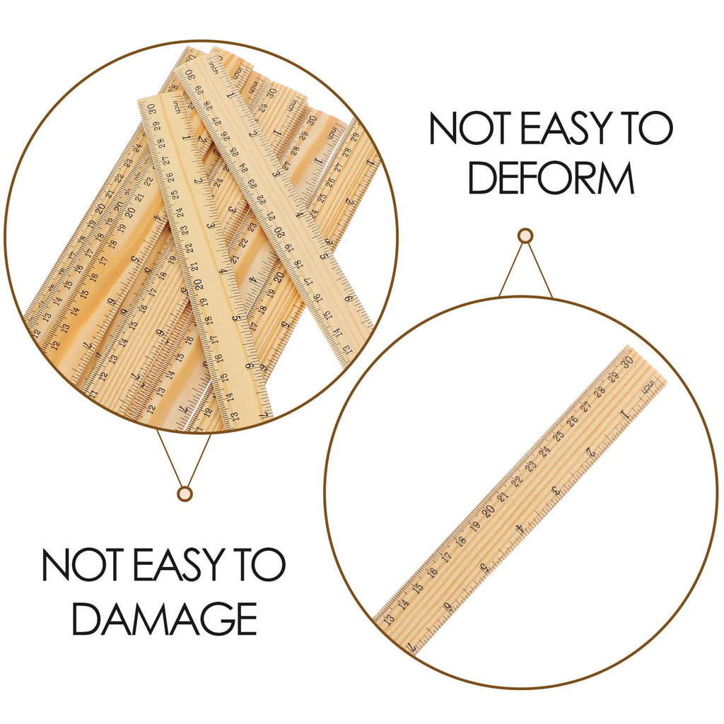 10pcs Wooden Dual Scale Rulers – Metric & Imperial Craft Tool Wood Measuring Ruler PLUSH